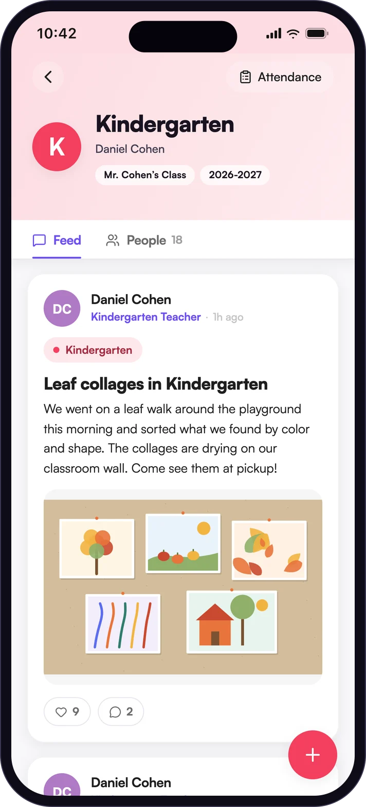 A Kindergarten class feed in Inscriti on a phone